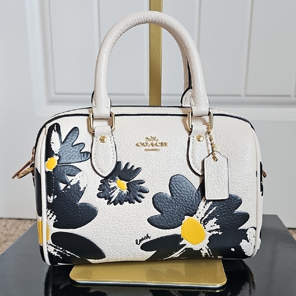 Coach 2024 NWT Mini Rowan Crossbody Bag with Floral Print - Picture 1 of 12